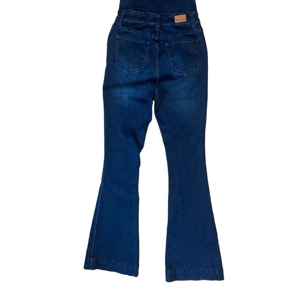 Judy Blue Flare Leg Blue Denim Bib Overalls, Women’s Size S fitted - Picture 9 of 11